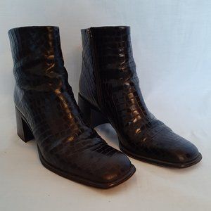 Via Spiga Brown Crocodile Embossed Ankle Boot